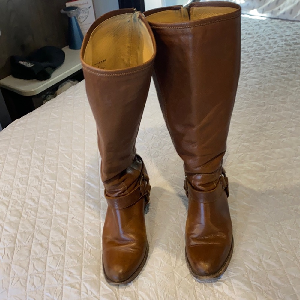 Frye Tall Leather Boots - Back Zipper